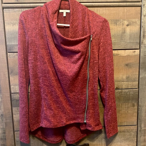 Maurices Sweaters - Asymmetrical Zip Red Knit Top